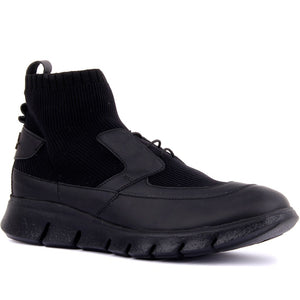 Special-Edition Black Leather Step-in Male Sneaker Footwear - FUCHEETAH