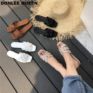 Women Brand Slippers Summer Slides Open Toe Flat Casual Shoes Leisure Sandal - FUCHEETAH