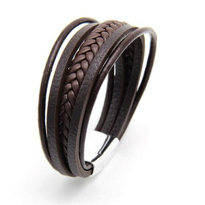 Trendy Genuine Leather Bracelets Men Stainless Steel Multilayer Braided Rope Bracelets for Male Female Bracelets Jewelry - FUCHEETAH