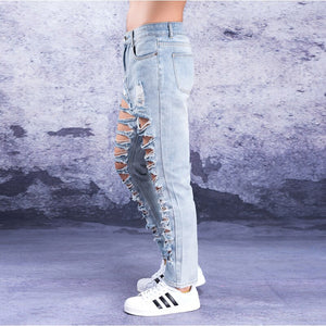 Samo Zaen Collection Hole jeans tide exaggerated super hole - FUCHEETAH