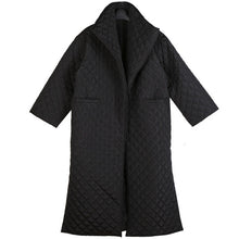 Load image into Gallery viewer, Black Big Size Long Cotton-padded Coat Long Sleeve Loose Fit - FUCHEETAH