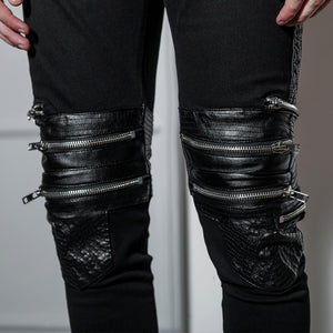 Samo Zaen Collection Hip-hop slim fit zipper stitching jeans - FUCHEETAH