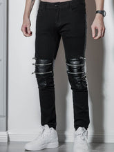 Load image into Gallery viewer, Samo Zaen Collection Hip-hop slim fit zipper stitching jeans - FUCHEETAH