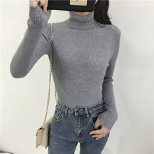 Load image into Gallery viewer, Thick Sweater Knitted Ribbed Long Sleeve Turtleneck Slim - FUCHEETAH