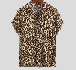 Samo Zaen Collection Leopard Print Short Sleeve Shirt - FUCHEETAH