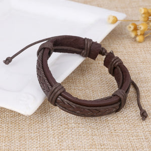 Trendy Genuine Leather Bracelets Men Stainless Steel Multilayer Braided Rope Bracelets for Male Female Bracelets Jewelry - FUCHEETAH