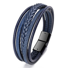 Load image into Gallery viewer, Trendy Genuine Leather Bracelets Men Stainless Steel Multilayer Braided Rope Bracelets for Male Female Bracelets Jewelry - FUCHEETAH