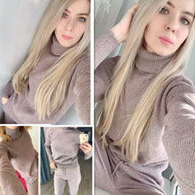 Load image into Gallery viewer, Autumn Winter Knitted Tracksuit Turtleneck Sweatshirts Casual Suit Women Clothing 2 Piece Set Knit Pant Sporting Suit - FUCHEETAH