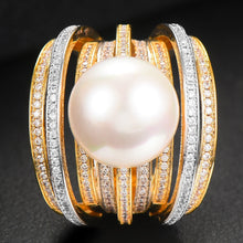 Load image into Gallery viewer, Trendy Twist Pearl Rings Cubic Zircon Beads - FUCHEETAH