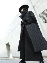 Cargar imagen en el visor de la galería, Black Big Size Long Cotton-padded Coat Long Sleeve Loose Fit - FUCHEETAH