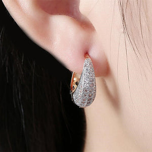 Cubic Zirconia Women Hoop Earrings Classic Female Accessories - FUCHEETAH