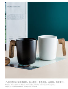 Gift Mugs Wooden Handle with Cover coffee cup Lovers coffee Mugs Gift Box Set Retro Ceramic coffee Mug - FUCHEETAH