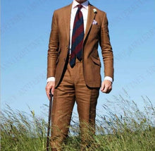 Load image into Gallery viewer, Samo Zaen Collection Classic Beige Linen Beach Men Suits - FUCHEETAH