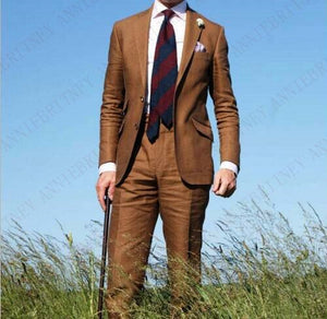 Samo Zaen Collection Classic Beige Linen Beach Men Suits - FUCHEETAH