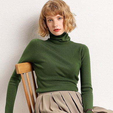Knitted Cashmere Sweaters Turtleneck Solid Color Knitwear Thin - FUCHEETAH