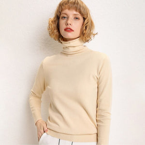 Knitted Cashmere Sweaters Turtleneck Solid Color Knitwear Thin - FUCHEETAH