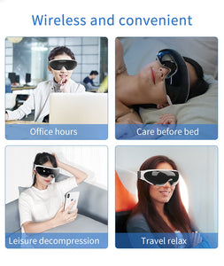4D Visual Smart ُEnergy Enhancer , Eye Massage Glasses Wireless Air Compression