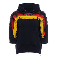 Load image into Gallery viewer, Loose Fit Embroidery Tassels Sweatshirt New Hooded Half Sleeve - FUCHEETAH