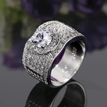 Cargar imagen en el visor de la galería, Luxury Round Zircon Ring for Men Full Paved Shiny - FUCHEETAH