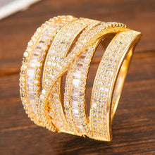Cargar imagen en el visor de la galería, Trendy Crossover Bold Ring Cubic Zircon Finger Rings Beads - FUCHEETAH