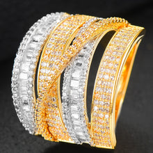 Load image into Gallery viewer, Trendy Crossover Bold Ring Cubic Zircon Finger Rings Beads - FUCHEETAH