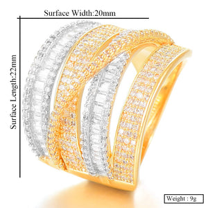Trendy Crossover Bold Ring Cubic Zircon Finger Rings Beads - FUCHEETAH