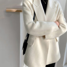 Charger l&#39;image dans la galerie, Loose Fit White Woolen Coat Parkas New Long Sleeve - FUCHEETAH