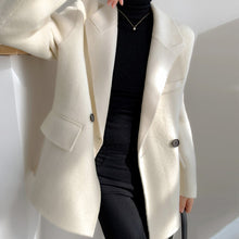 Charger l&#39;image dans la galerie, Loose Fit White Woolen Coat Parkas New Long Sleeve - FUCHEETAH