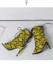 Cargar imagen en el visor de la galería, Snake Peep-toe Pumps Sandal Latin Shoes Stiletto Heel Boots