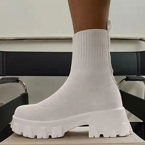 Women Boots Slip on Socks with Heels