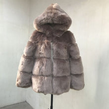 Load image into Gallery viewer, Black Faux Coat Hooded Fluffy Artificial Fur Coat
