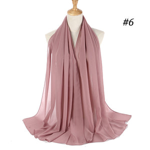 Plain bubble chiffon scarf hijab wrap solid color shawls and scarves - FUCHEETAH