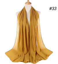Cargar imagen en el visor de la galería, Plain bubble chiffon scarf hijab wrap solid color shawls and scarves - FUCHEETAH
