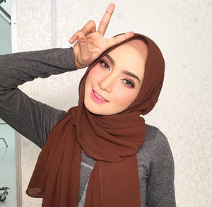 Plain bubble chiffon scarf hijab wrap solid color shawls and scarves - FUCHEETAH