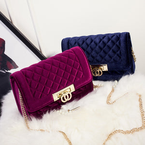 Fashion velvet crossbody bags for women Zipper clutch bag luxury handbags - FUCHEETAH