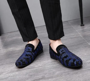 Italian shoes men's footwear rhinestone sepatu slip - FUCHEETAH