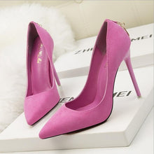 Load image into Gallery viewer, High heels shoes woman Genuine suede leather thin Spike Heel Pointed Toe - FUCHEETAH