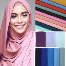 Load image into Gallery viewer, Plain bubble chiffon scarf hijab wrap solid color shawls and scarves - FUCHEETAH